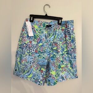 Lilly Pulitzer Colab Southern Tide Vibrant Blue and Pink Boy Shorts in XL (16)